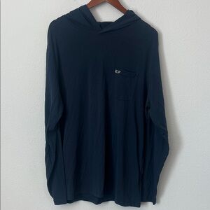VINEYARD VINES Navy Blue Hooded Long Sleeve Shirt
